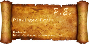 Plakinger Ervin névjegykártya